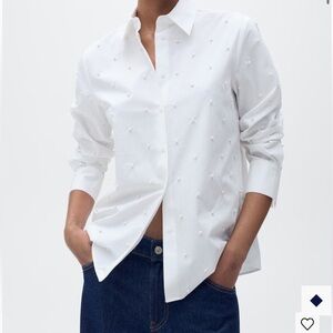 NWT Mango white pearl shirt
